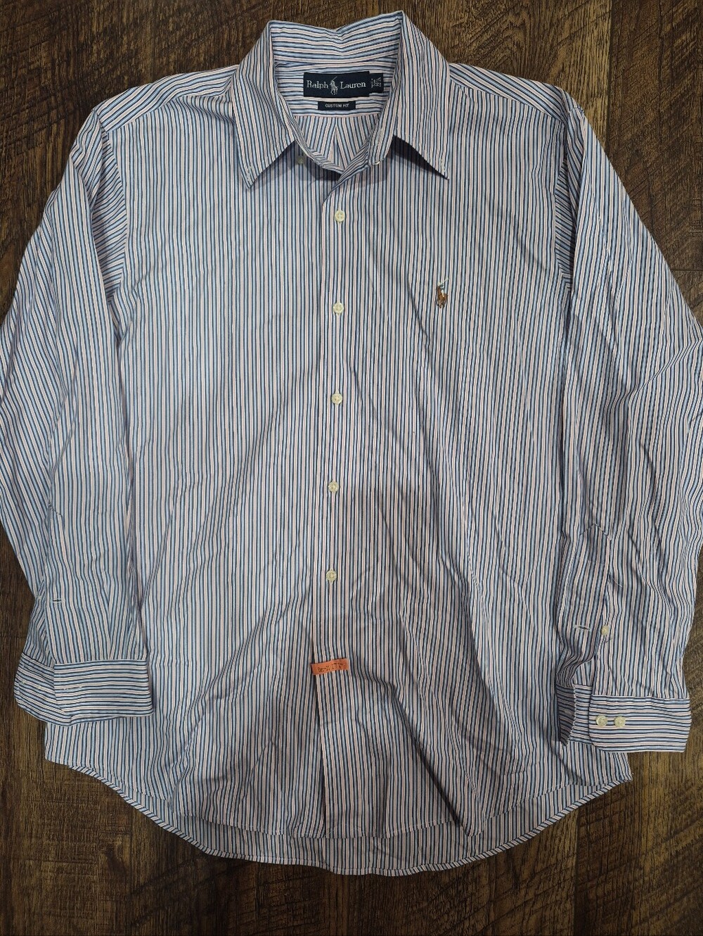 Men's Ralph Lauren Dress Shirt Polo Custom Fit Size 16.5 Medium Large